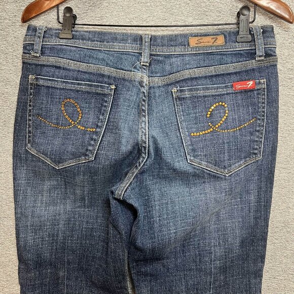 Seven7 Jeans Women 32 Blue Cropped Medium Wash Mid Rise Denim Cotton Casual - Picture 11 of 16